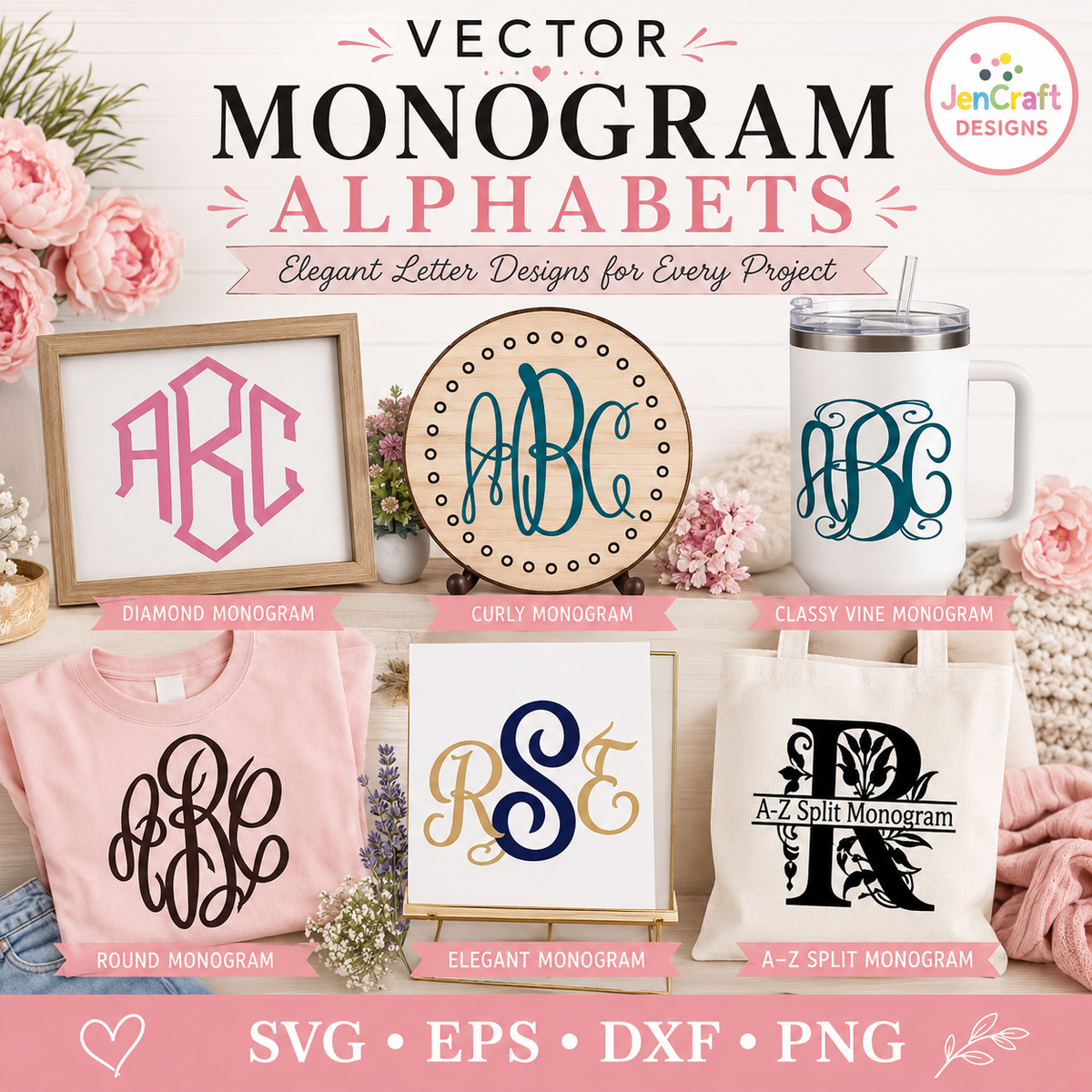 Vector Monogram Fonts svg eps dxf png