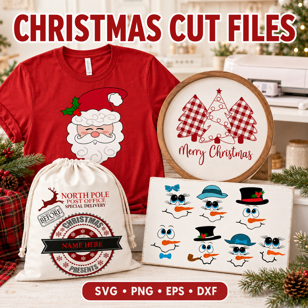 Christmas Designs in SVG, EPS, DXF and PNG