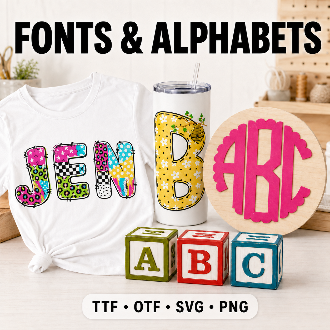 Festive fonts and alphabets designs in png and svg