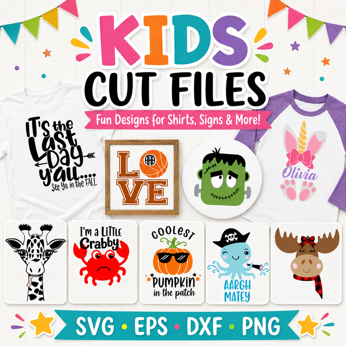 Kid cut files svg eps dxf png