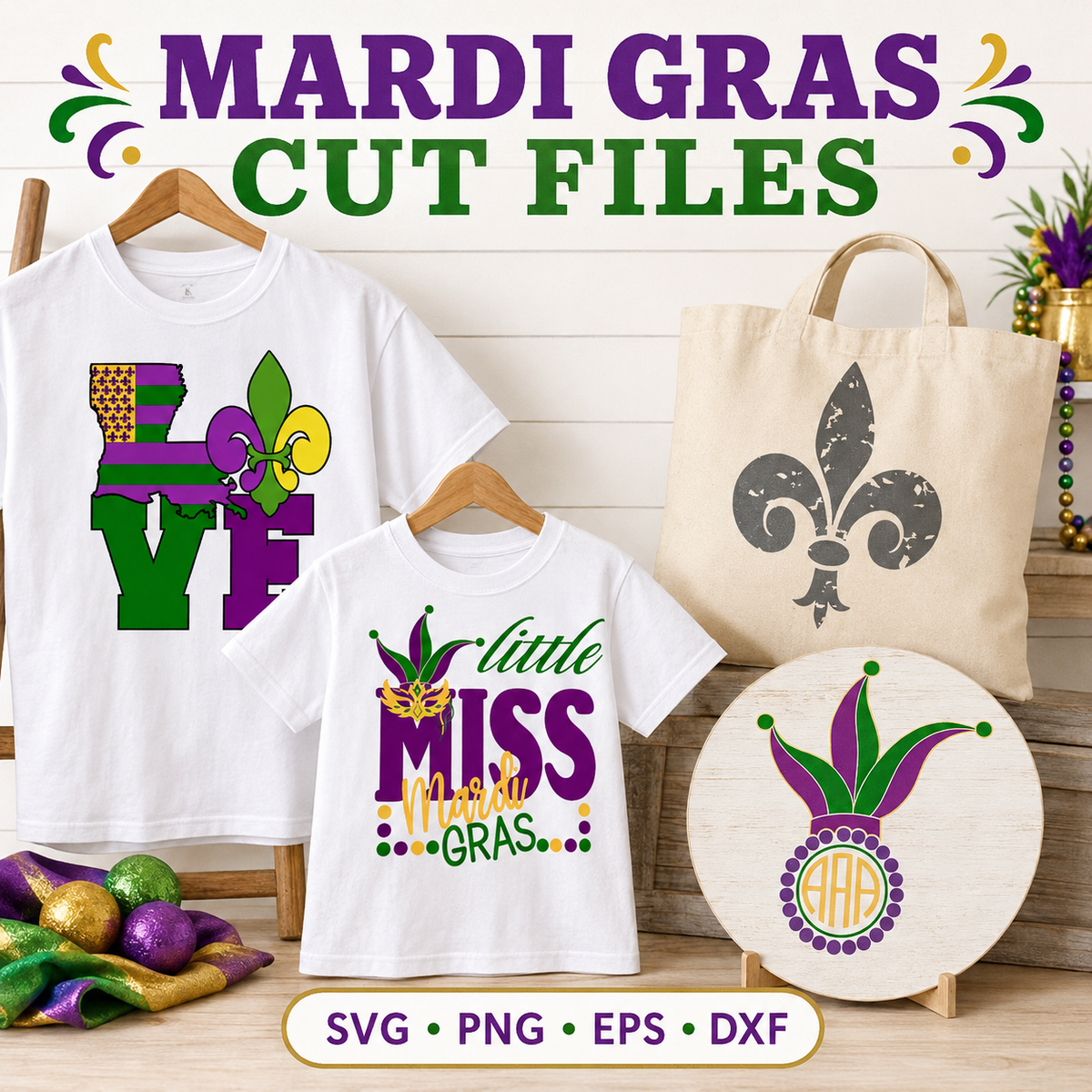 Mardi Gras Designs in SVG, EPS, DXF and PNG