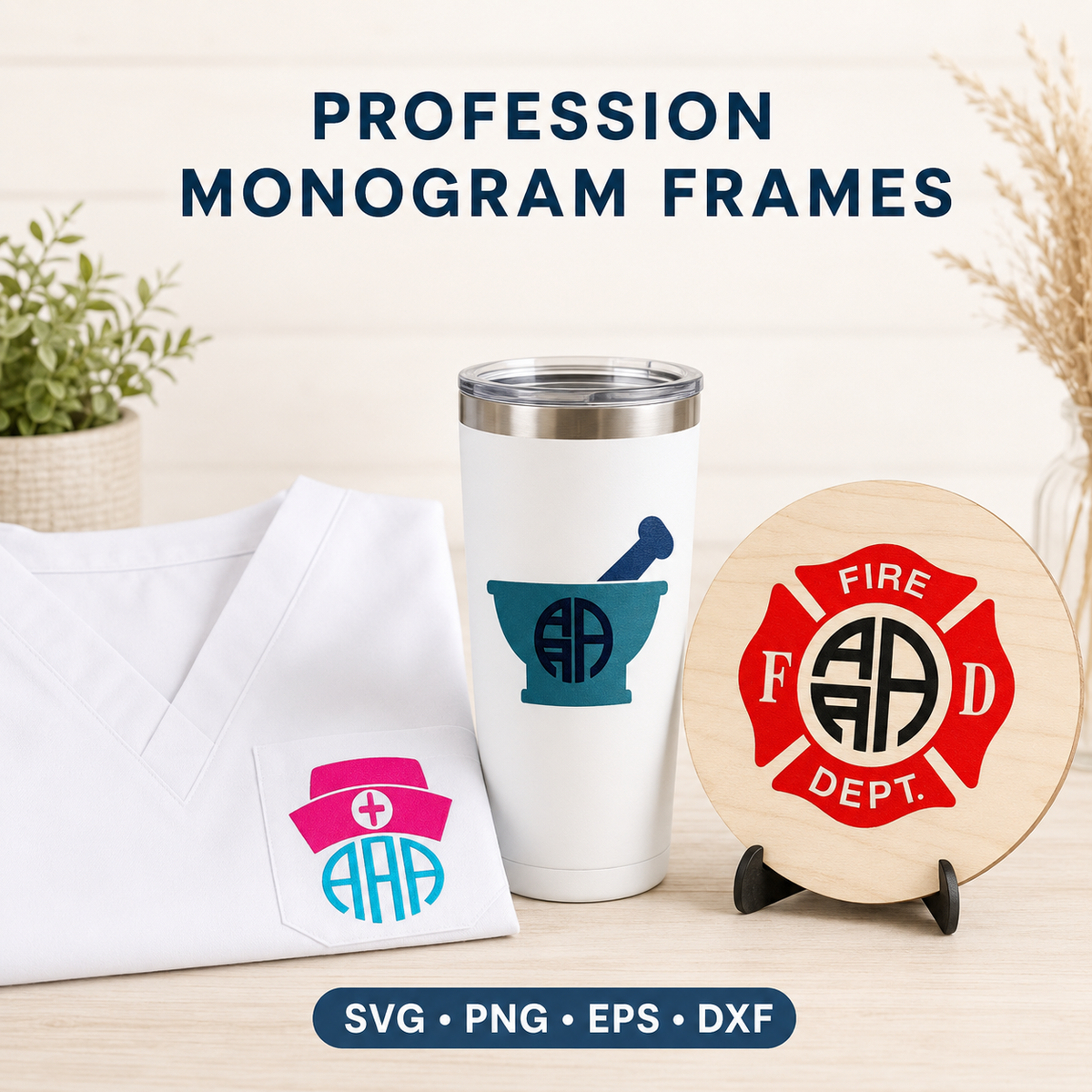Profession Monogram Frames Svg Eps Dxf Png Cut files