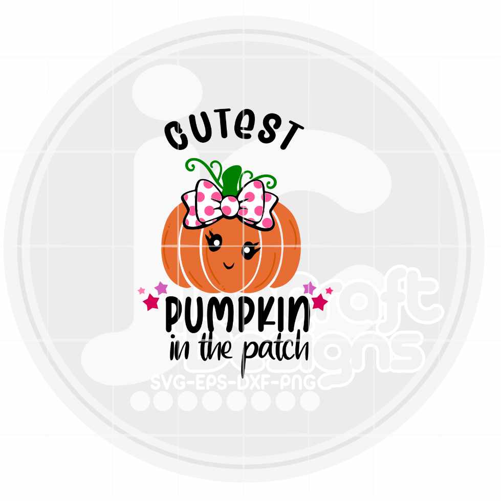 Cutest Pumpkin in the Patch svg, Girl Halloween SVG DXF PNG EPS