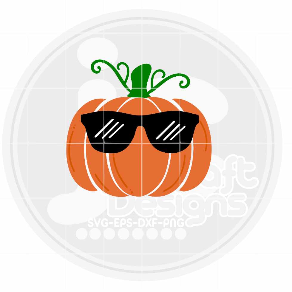 Pumpkin With Sunglasses, Boy Halloween SVG DXF PNG EPS