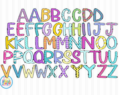 Retro Doodle Letters Png | Groovy Doodle Letters Png Sublimation File