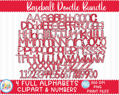 Baseball Doodle Letters | Baseball Alphabet Png Sublimation File