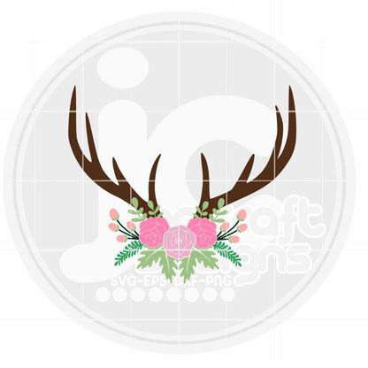 Fall Svg | Deer Antler Floral Swag SVG EPS DXF PNG