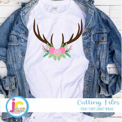 Fall Svg | Deer Antler Floral Swag SVG EPS DXF PNG