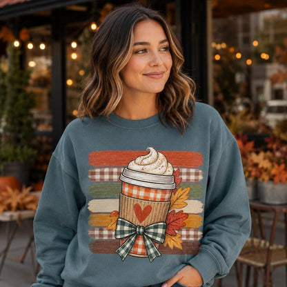 Fall Coffee Cup PNG Sublimation Design, 2 Versions