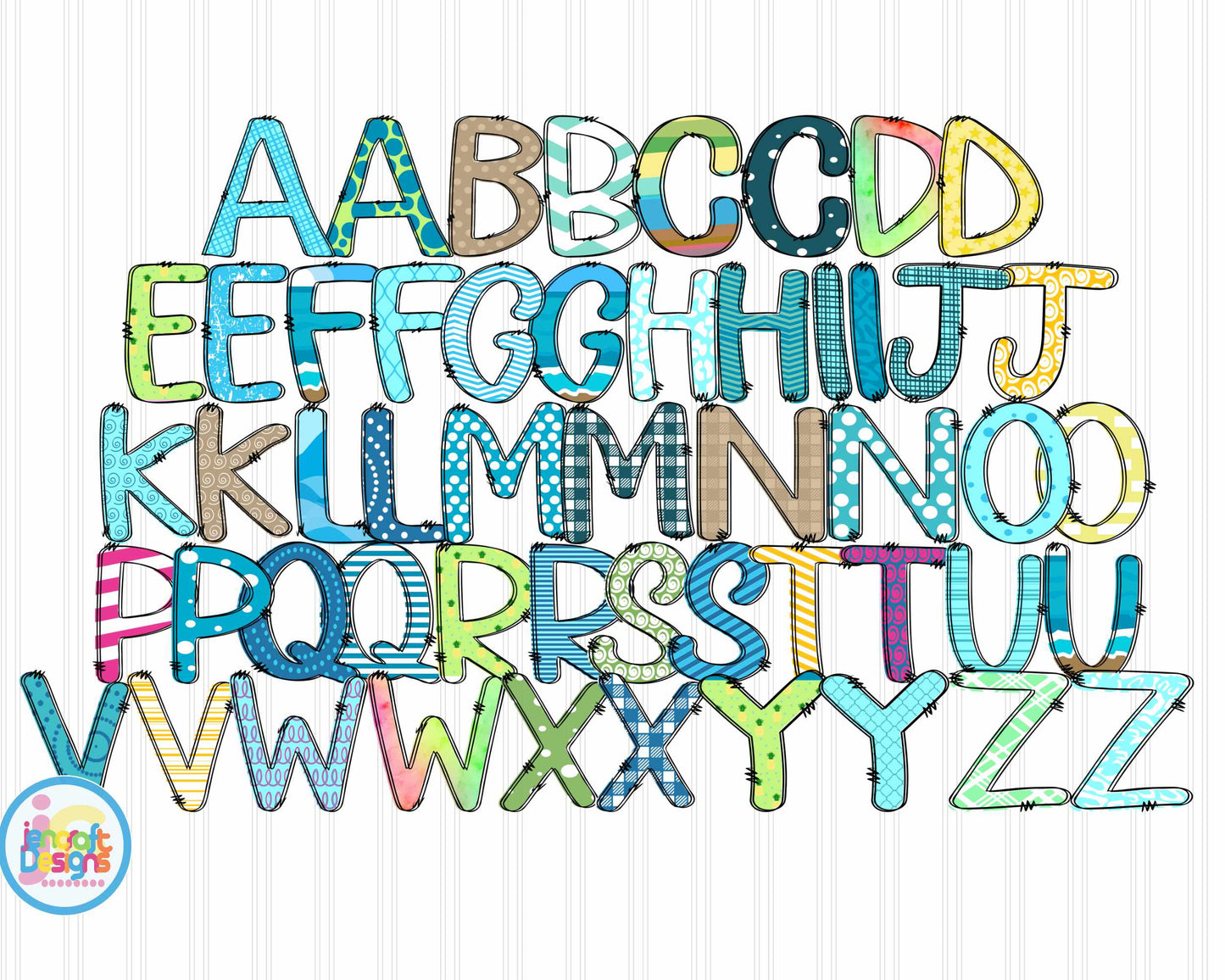 Beach Doodle Letters Png | Summer Alphabet Png Sublimation File