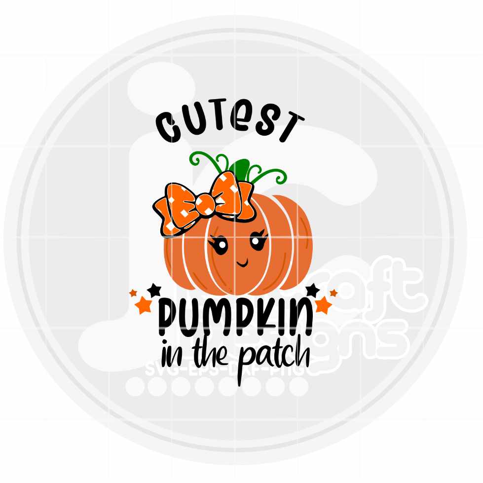 Cutest Pumpkin in the Patch svg, Girl Halloween Design SVG DXF PNG EPS