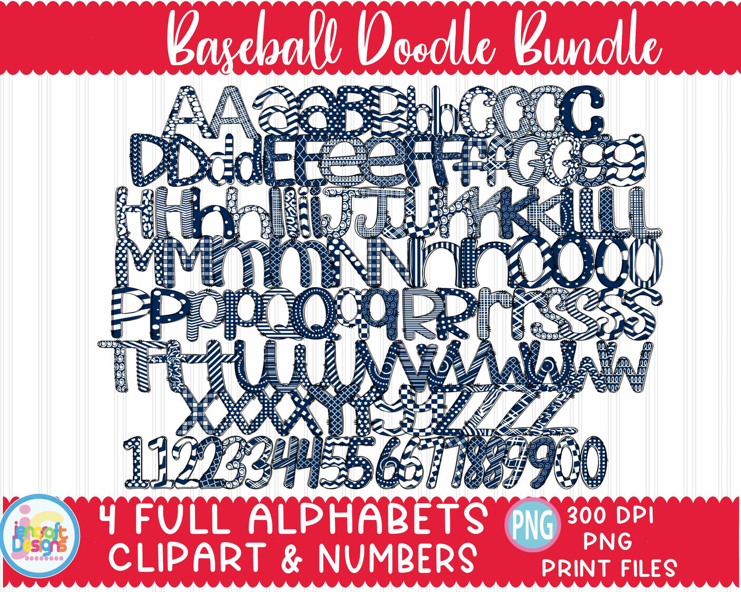 Baseball Doodle Letters | Baseball Alphabet Png Sublimation File