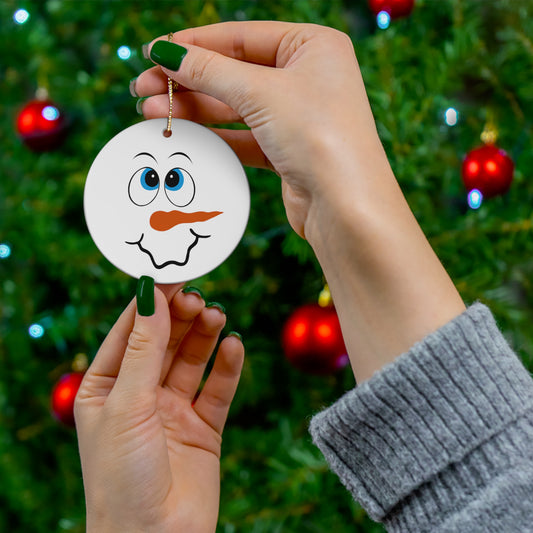 Snowman Face Ceramic Ornament, 1-Pack