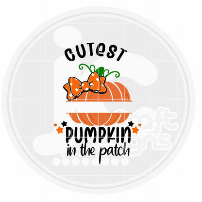 Cutest Pumpkin in the Patch svg, Girl Halloween Monogram SVG DXF PNG EPS