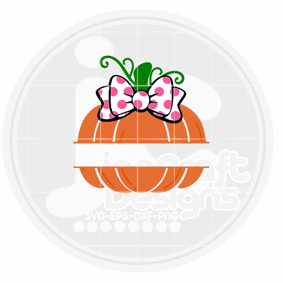 Cute Pumpkin With Bow, Girl Halloween Monogram SVG DXF PNG EPS