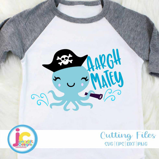 Kids Svg | Aargh Matey Octopus SVG DXF PNG EPS