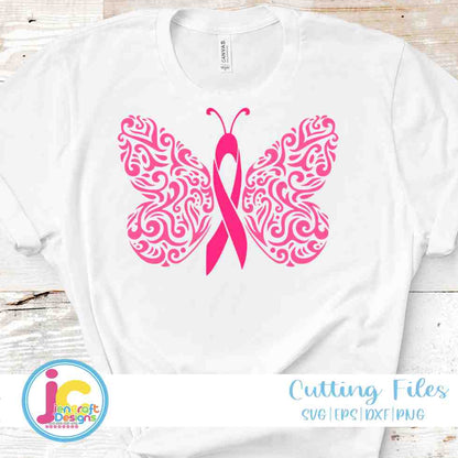 Breast Cancer Awareness Svg | Filigree Awareness Butterfly SVG EPS DXF PNG