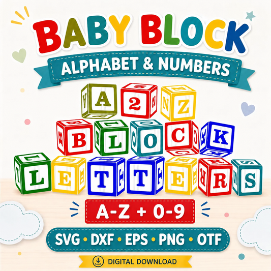 Alphabet Blocks SVG | Block Monogram Alphabet & Numbers Cut File