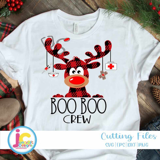 Christmas Boo Boo Crew Svg | Reindeer Christmas Nurse SVG EPS DXF PNG JenCraft Designs