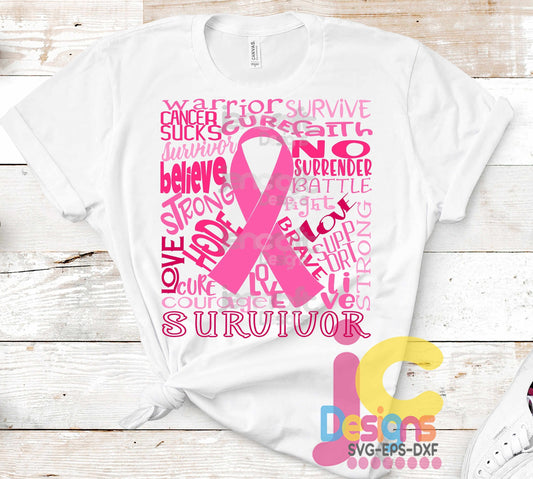 Breast Cancer Survivor Svg Typography Word Art Svg