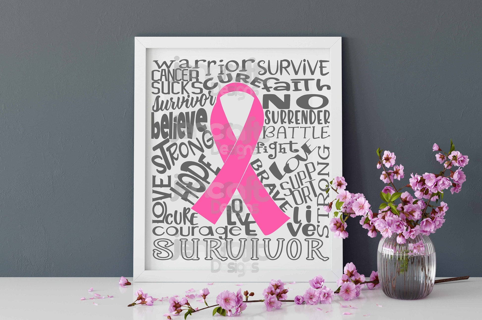 Breast Cancer Survivor Awareness Typography SVG, EPS, DXF and PNG - JenCraft Designs