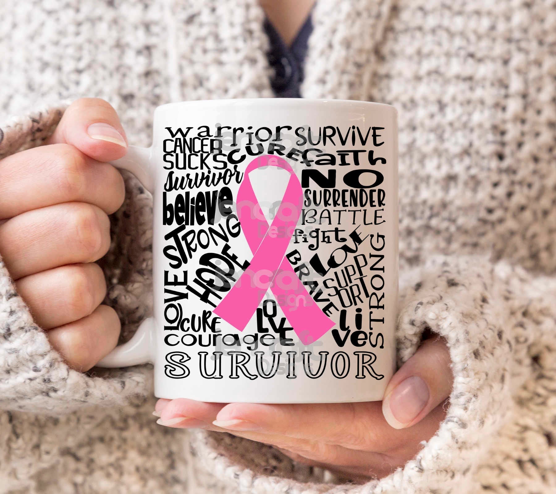 Breast Cancer Survivor Awareness Typography SVG, EPS, DXF and PNG - JenCraft Designs