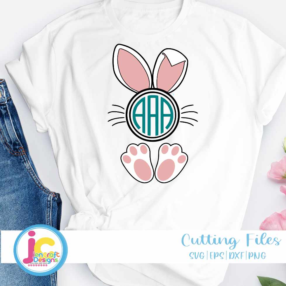 Easter Svg |  Bunny Monogram Frame SVG EPS DXF PNG