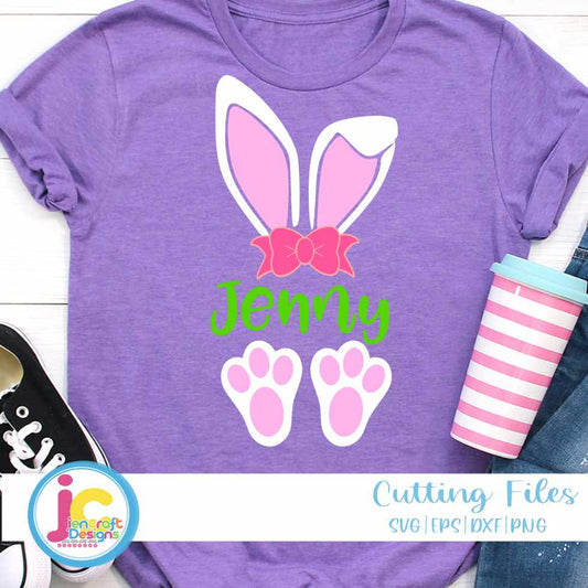 Easter Svg | Girl Bunny Monogram Frame SVG EPS DXF PNG