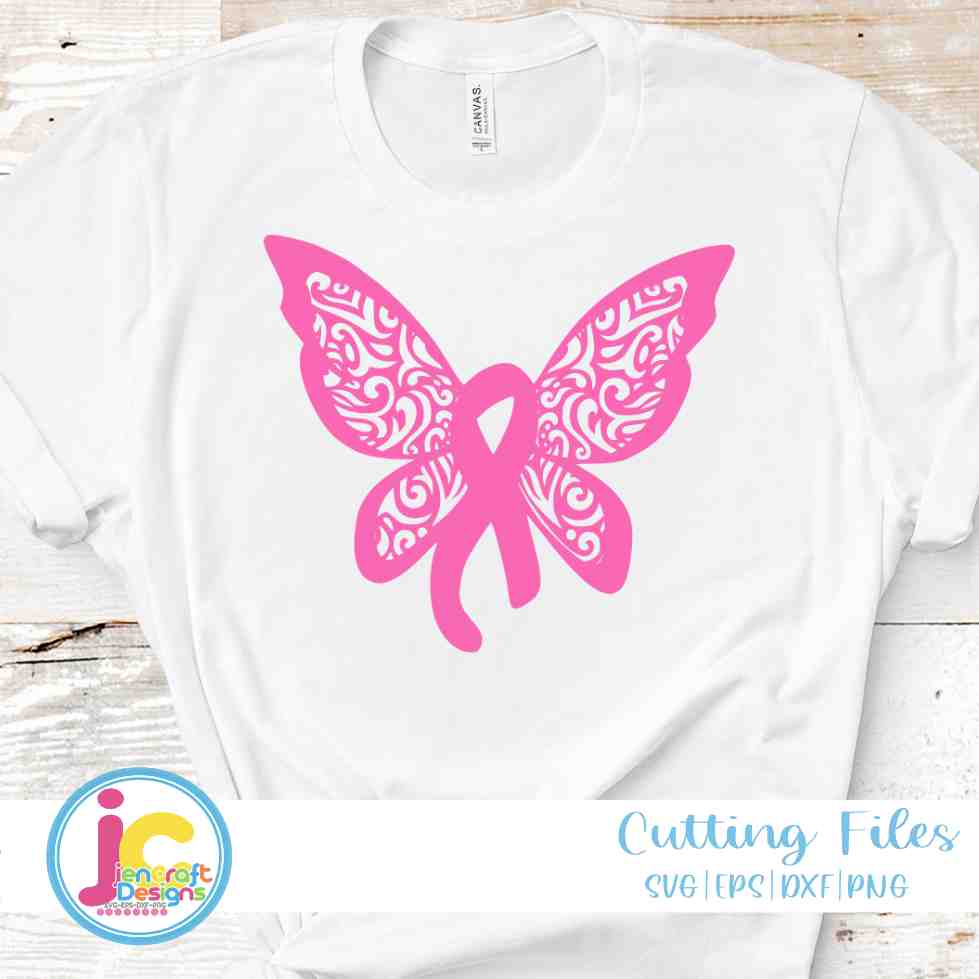 Breast Cancer Awareness svg | Filigree Awareness Butterfly SVG EPS DXF PNG JenCraft Designs