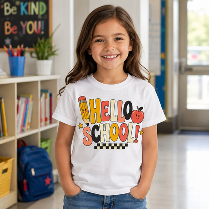 Hello School Back to School Sublimation PNG Teacher Shirt Design