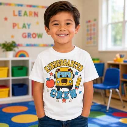 Kindergarten Crew Back to School Sublimation PNG Kids Shirt Design