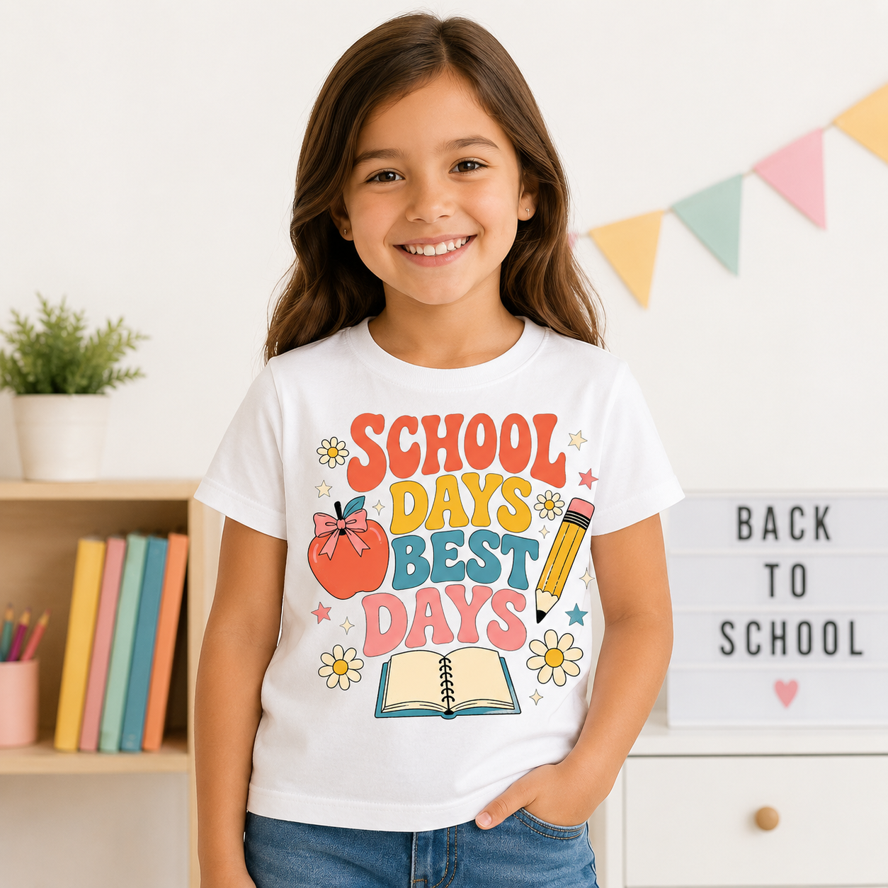 School Days Best Days Back to School Sublimation PNG Kids Shirt Design