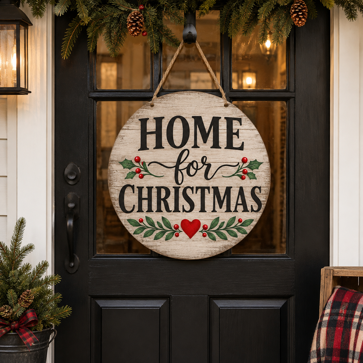 Home for Christmas Sublimation PNG Round Sign Design