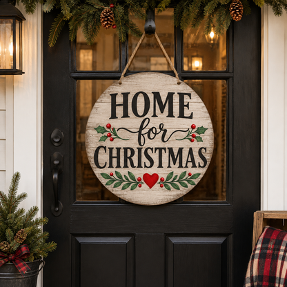 Home for Christmas Sublimation PNG Round Sign Design