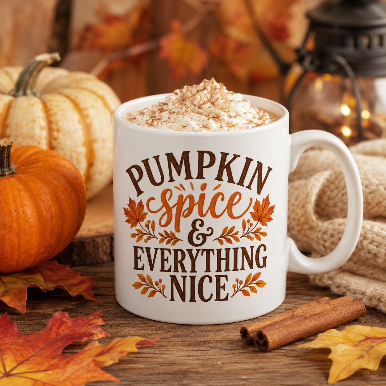 Pumpkin Spice & Everything Nice Fall Sublimation PNG Sign Design