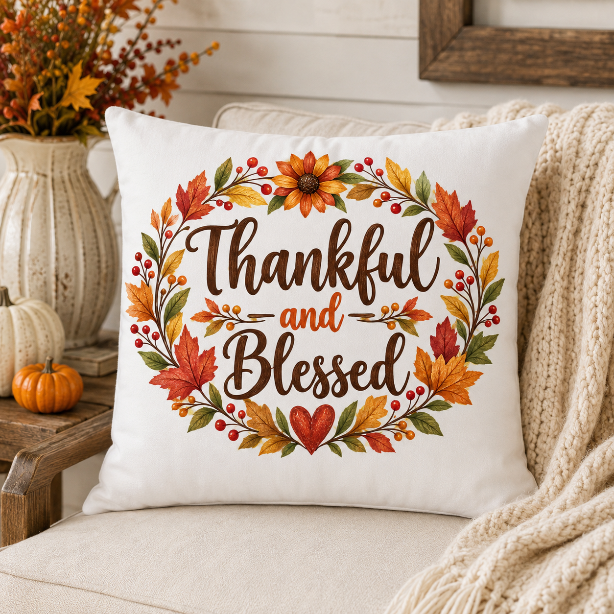 Thankful and Blessed Fall Sublimation PNG Mug Design
