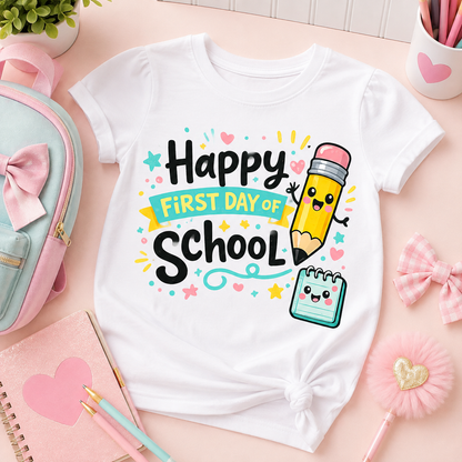 Happy First Day of School Back to School Sublimation PNG Kids Shirt Design