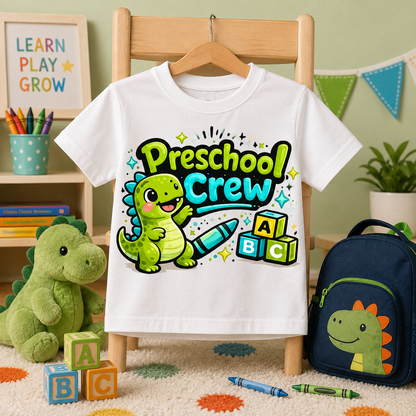 Preschool Crew Back to School Sublimation PNG Kids Shirt Design