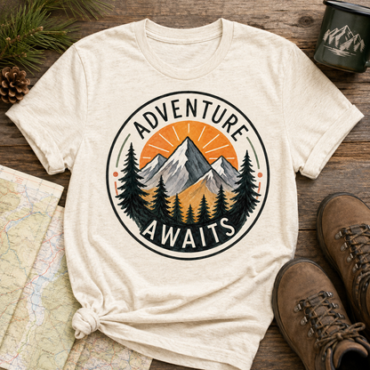 Adventure Awaits PNG | Mountain Outdoor Sublimation Design