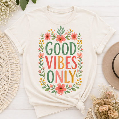 Good Vibes Only PNG | Floral Inspirational Sublimation Design