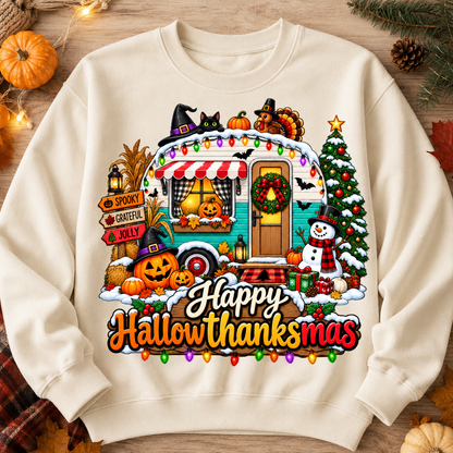 Happy Hallowthanksmas PNG | Camper Sublimation Design