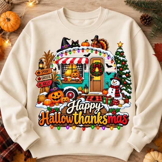 Happy Hallowthanksmas PNG | Camper Sublimation Design
