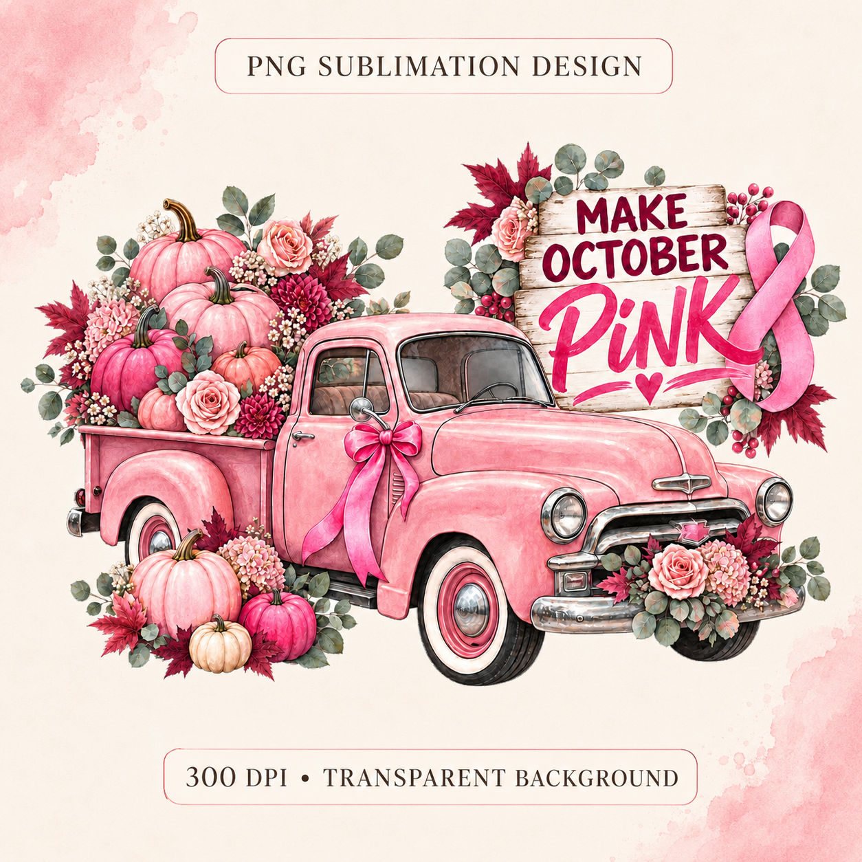In October We Wear Pink PNG | Breast Cancer Awareness Sublimation