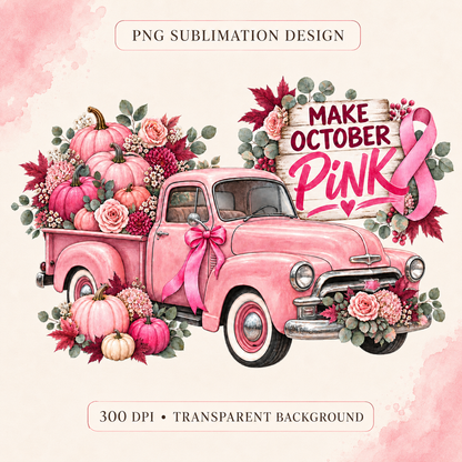 In October We Wear Pink PNG | Breast Cancer Awareness Sublimation