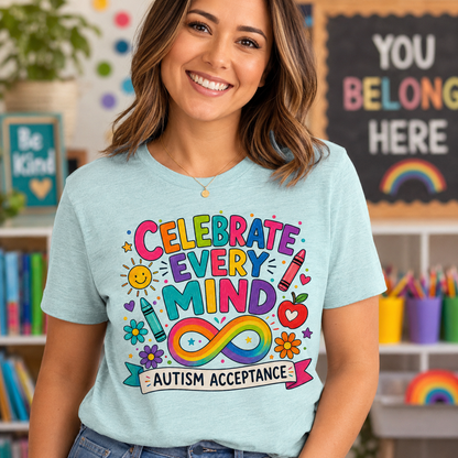 Celebrate Every Mind PNG | Autism Acceptance Crayon Doodle Design