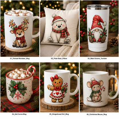 Whimsical Christmas Clipart Bundle PNG | 16 Hand-Drawn Storybook Designs