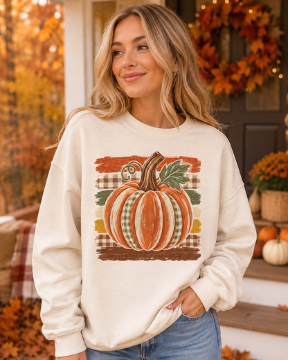 Plaid Pumpkin PNG Sublimation Design | Rustic Fall Autumn