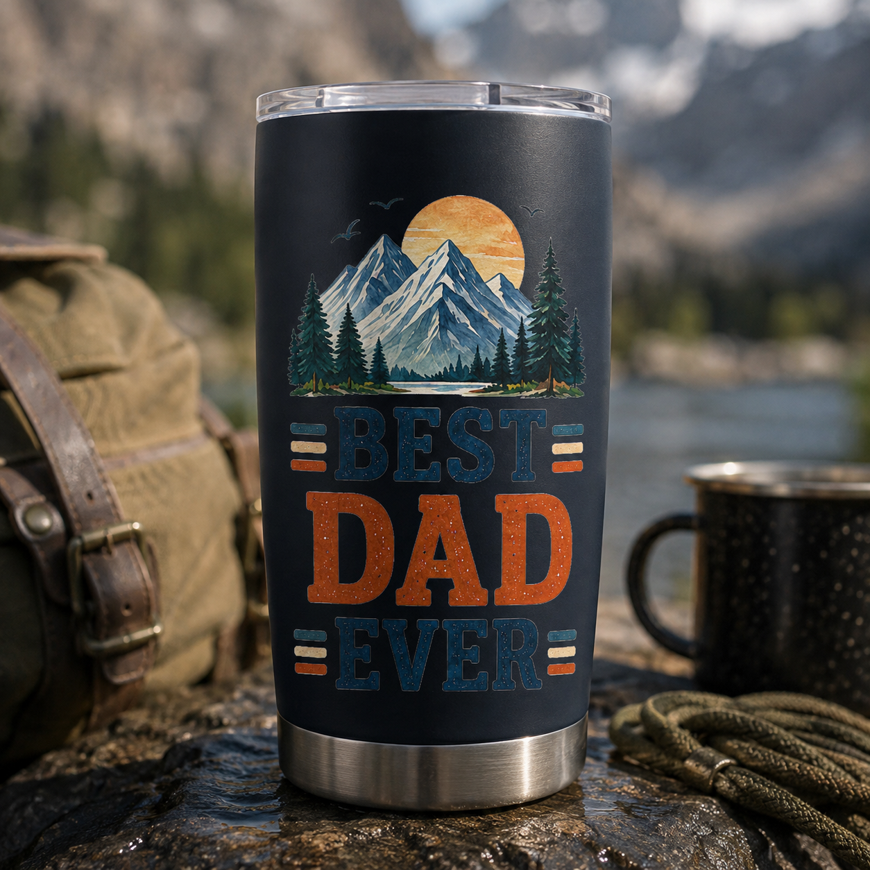 Best Dad Ever Outdoor Mountain PNG Sublimation Design