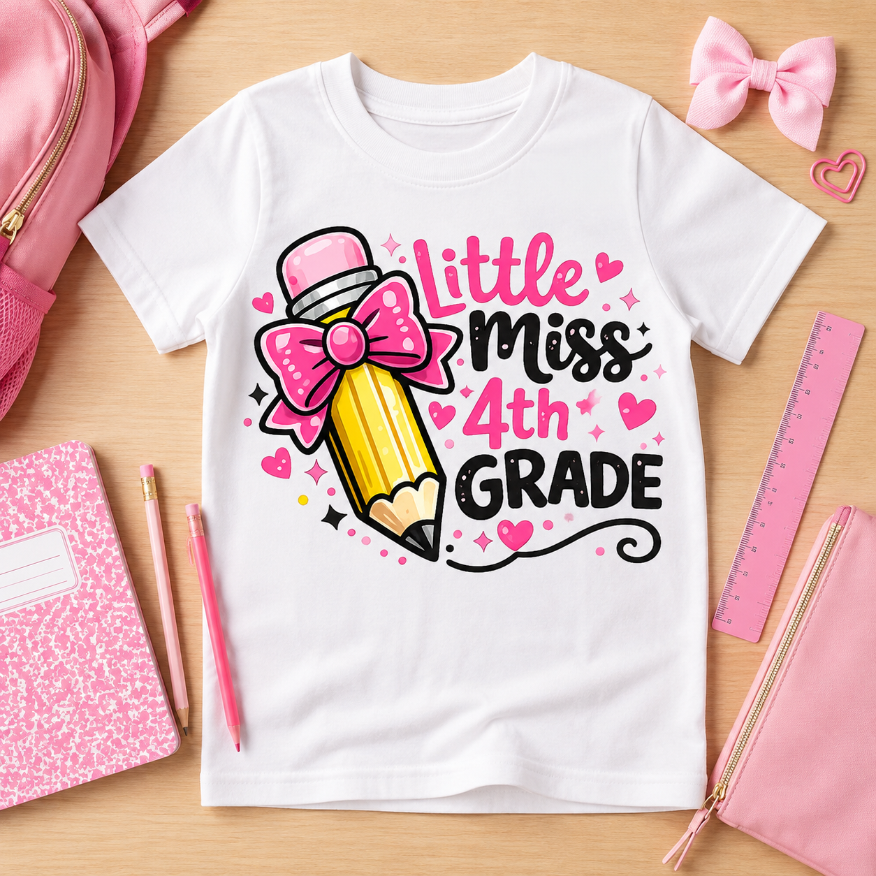 Little Miss 4th Grade PNG Sublimation Design