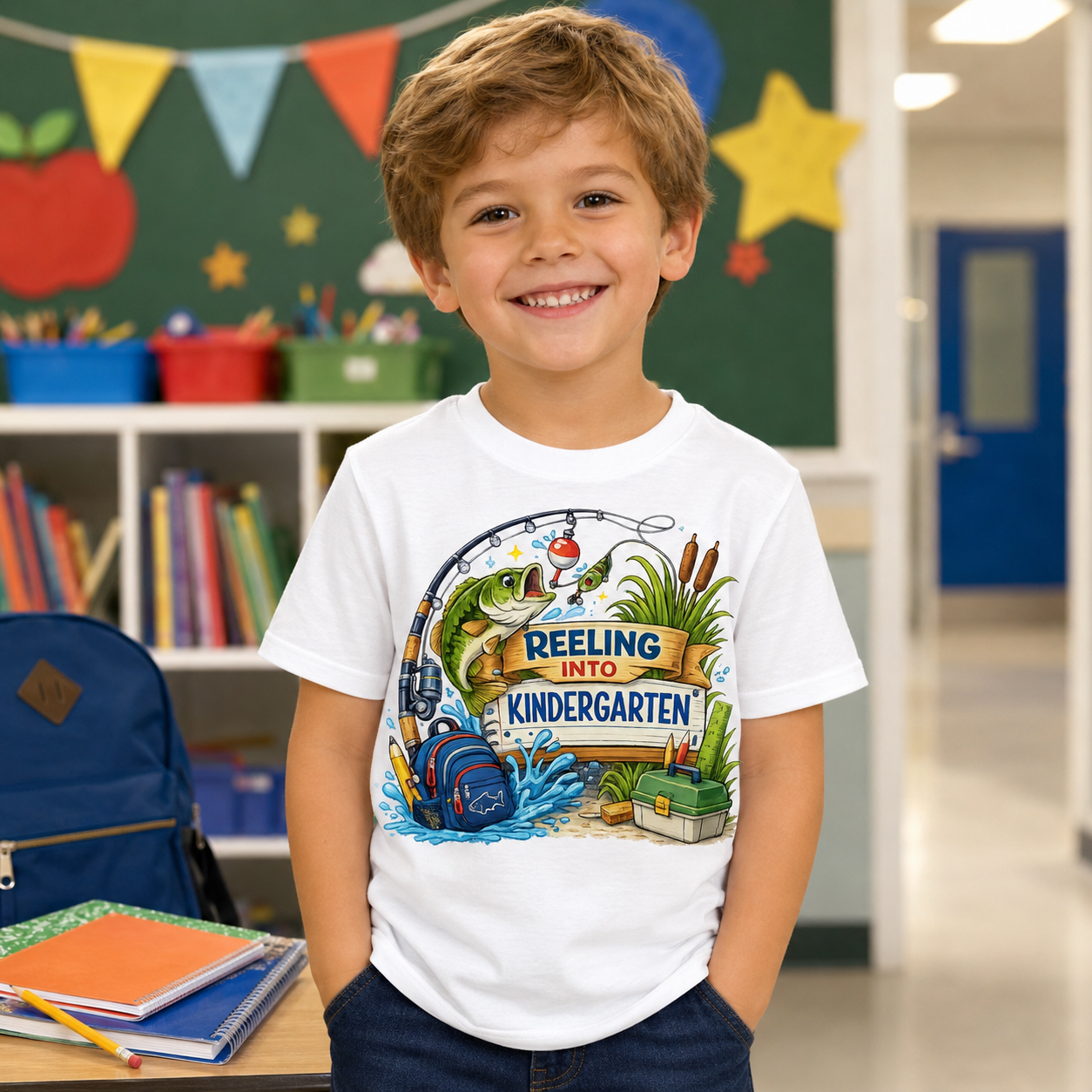 Reeling Into Kindergarten PNG Sublimation Design